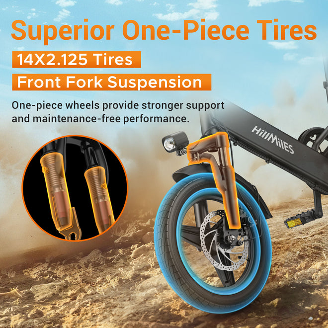 Hillmiles Mile 1 Ultrakompaktes Klapp-E-Bike | 250W Motor | 36V 10.4Ah | 60km Reichweite